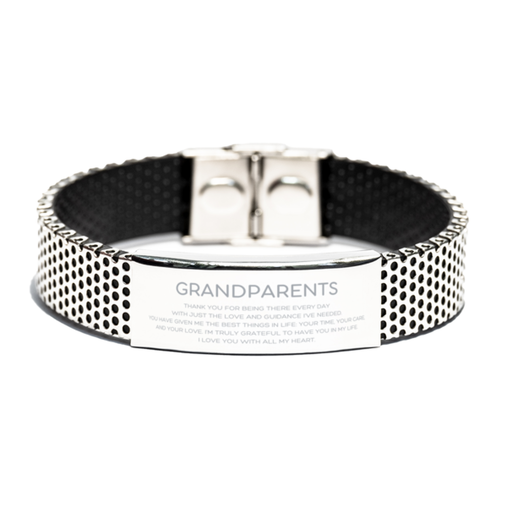 Grandparents Gifts, Thank you for being there every day, Thank You Gifts For Grandparents, Birthday Christmas Stainless Steel Bracelet For Grandparents