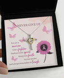 Encouragement Gift-Never Give Up-Heart Cross Necklace