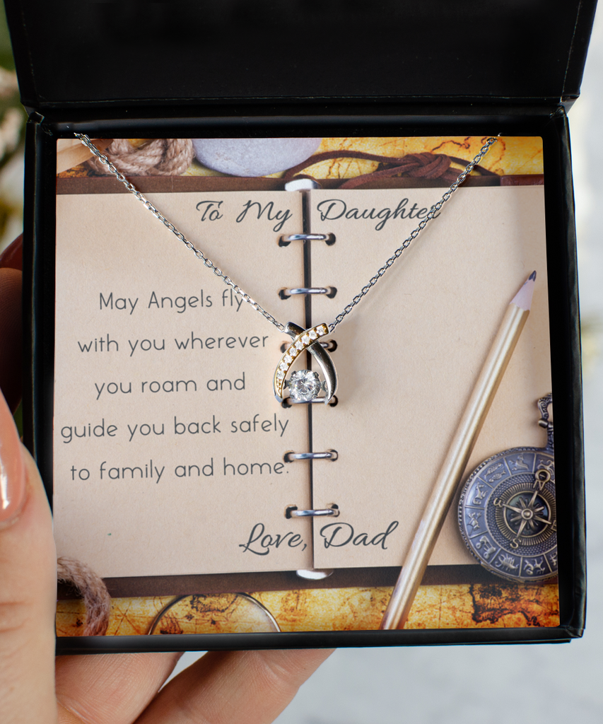 Going Away Gift For Daughter From Dad - Wishbone Necklace