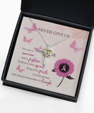 Encouragement Gift-Never Give Up-Heart Cross Necklace