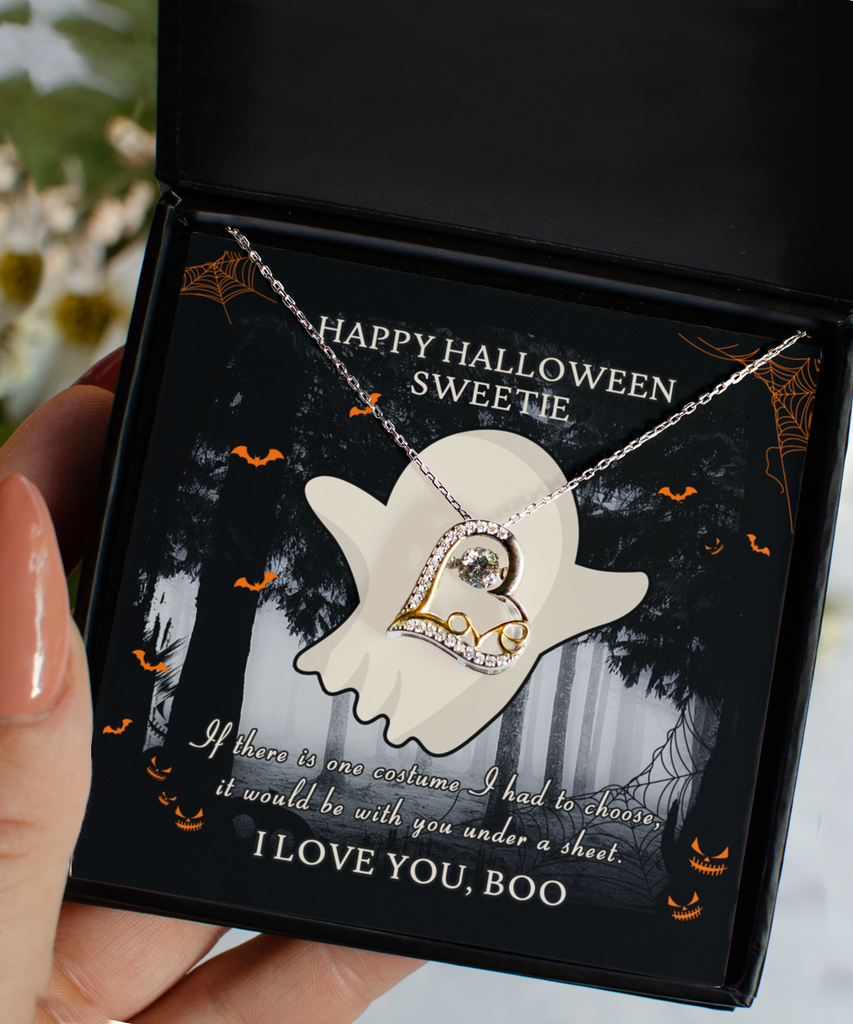Halloween Gift For Her - Love Heart Necklace -Under A Sheet