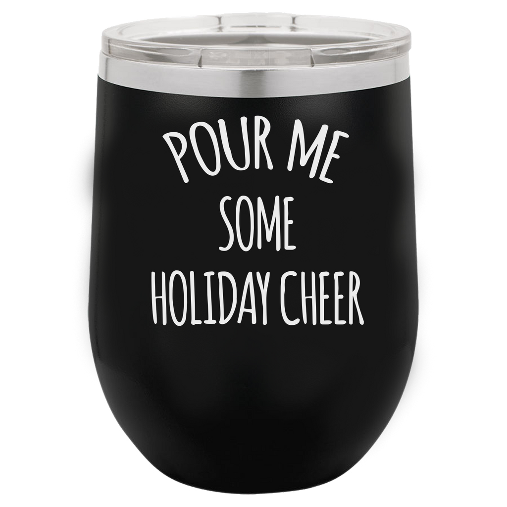 HOLIDAY CHEER  12 OUNCE WINE TUMBLER