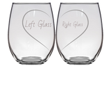 HEART SHAPED PERSONALIZED ENGRAVED STEMLESS WINE GLASS- SET OF 2