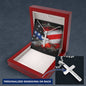 Personalized Independence Day Cross Necklace Gift For Husband