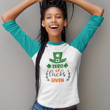 St. Patrick's Day Woman's 3/4" Raglan Tee Shirt - Zero Lucks